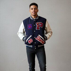 Vintage Hatchers Letterman Jacket XL | 80s 90s Varsity Wool Leather Bomber